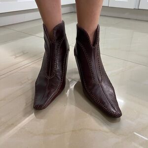 Indigo Dark Brown Leather Heeled Boots